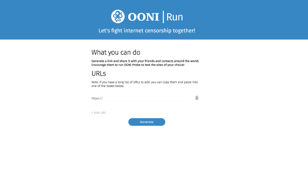 OONI Run landing page